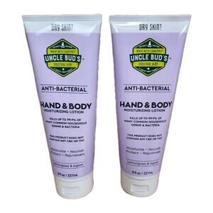 Lot Of 2 Uncle Bud's Hand & Body Moisturizing Loyion Lemongrass & Agave 8 Oz